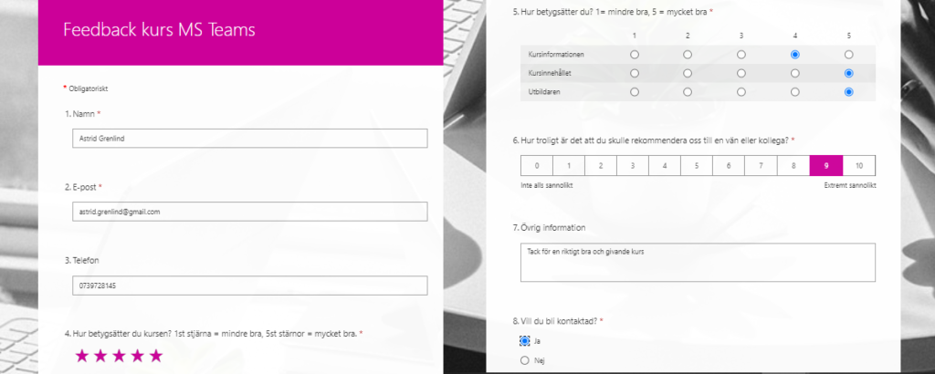 Microsoft Forms är en mycket bra app där enkelt kan skapa formulär för undersökningar, enkäter och omröstningar.